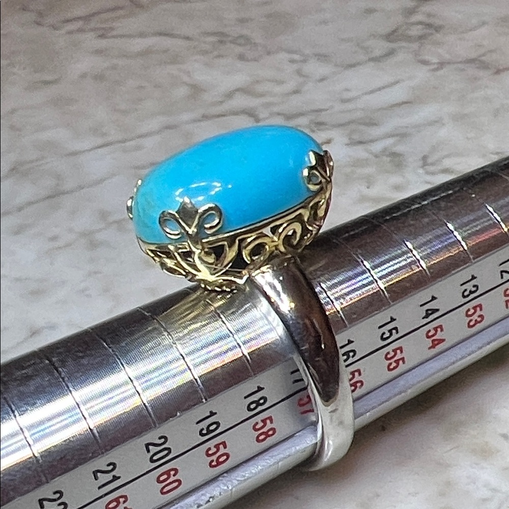 Designer Michelle Albala 925 Vermeil Turquoise Ring - Picture 2 of 8